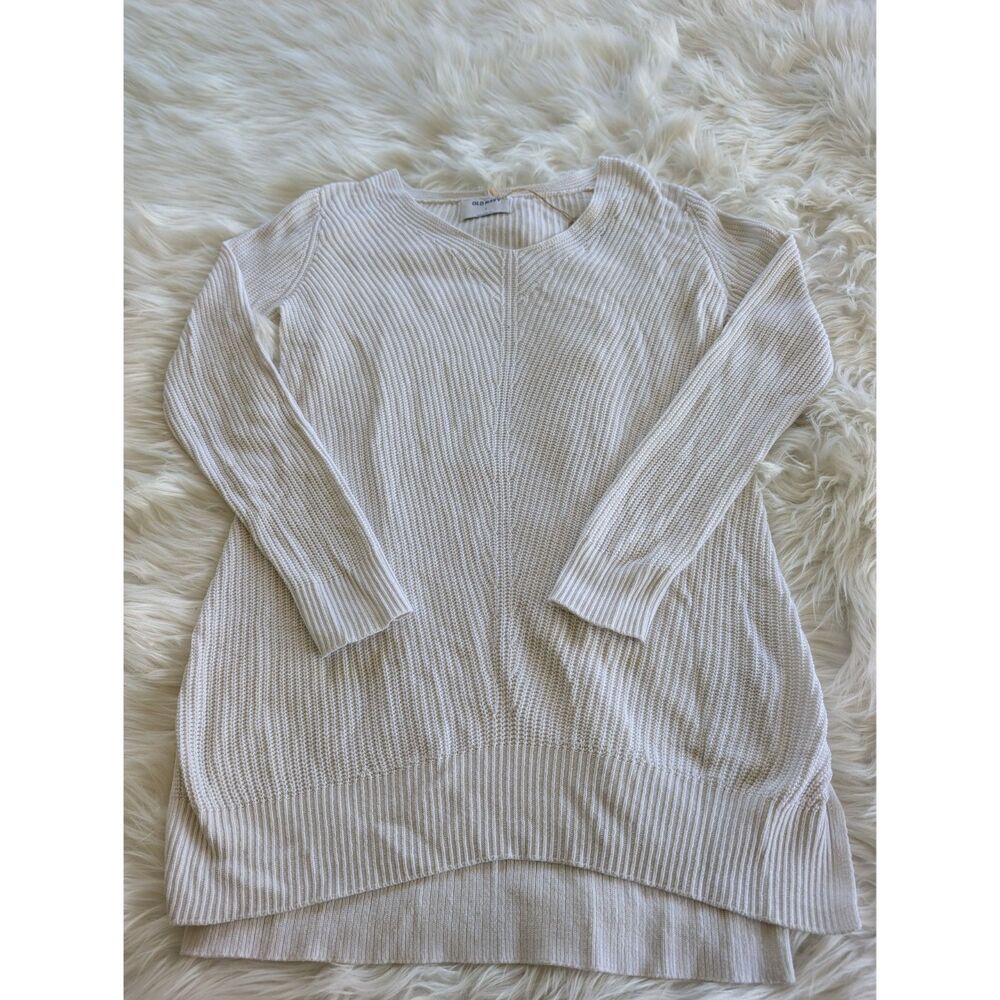 Old Navy White Tunic Long Pullover Sweater, Size Small